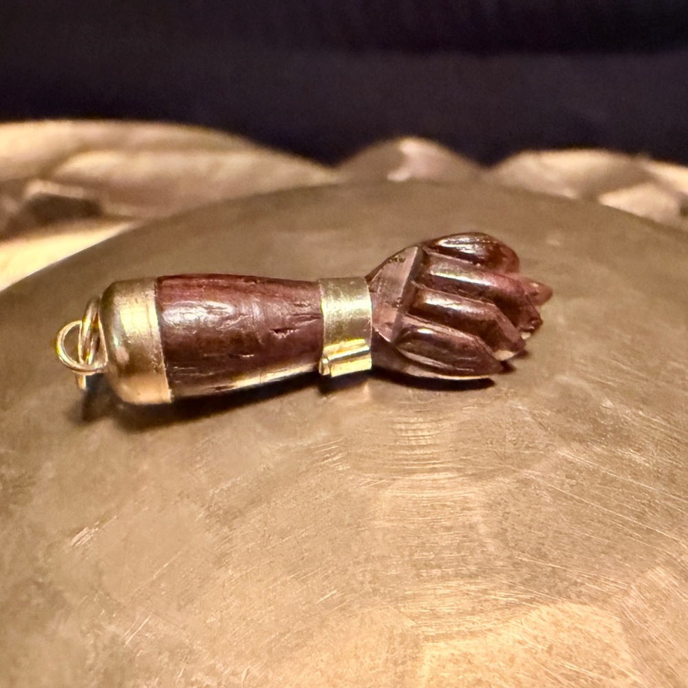 Vintage gold and figa wood charm MCM